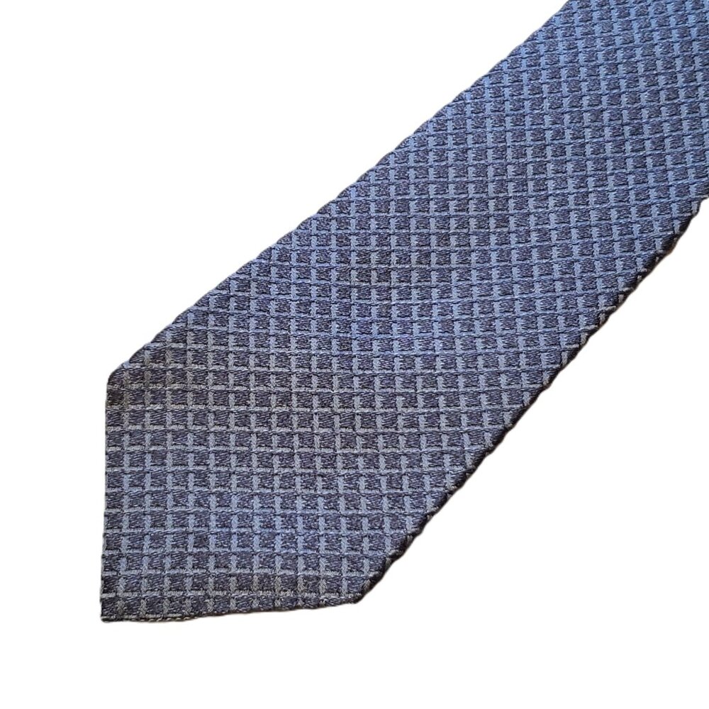 NWOT John Varvatos Luxe Men's 100% Silk Tie Gray Diamond Pattern Made In USA